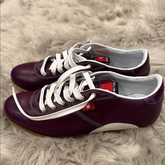 Purple eggplant Leather Sneakers with White Laces 37 size 6.5 - Picture 3 of 6